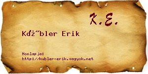 Kübler Erik névjegykártya